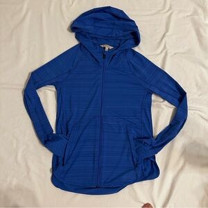 Athleta Women’s Jacket Full Zip Hooded Top Size XSP Blue Long Sleeve Pockets